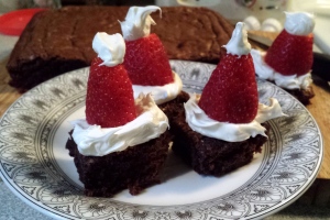 12 Days of Christmas Treats: Santa Hat Brownies